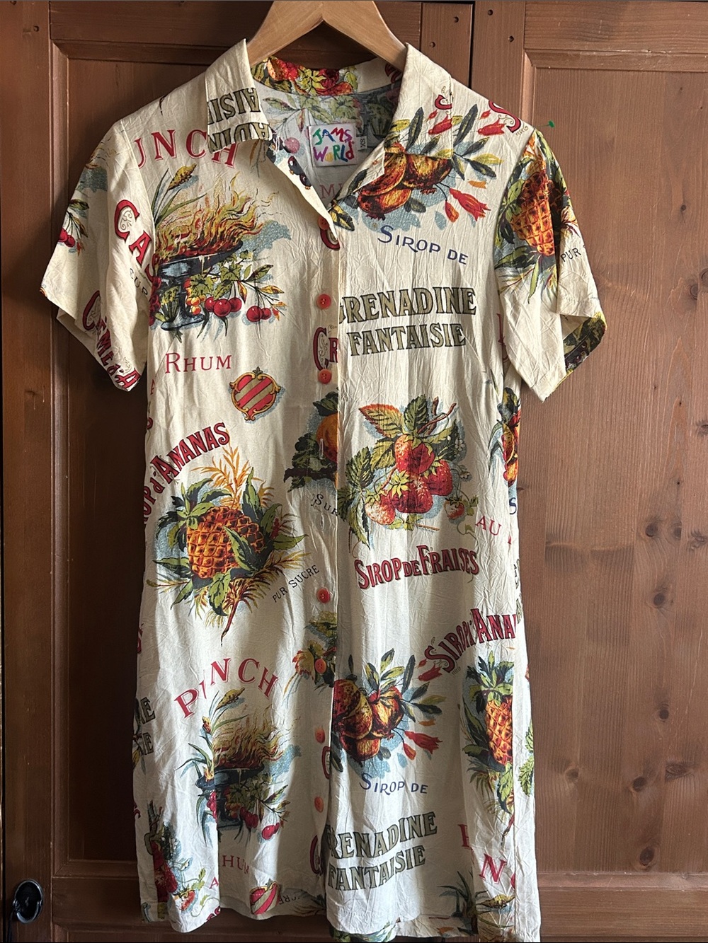 Vintage Jams World Rayon Nutton-Front Dress with Pockets!  XS